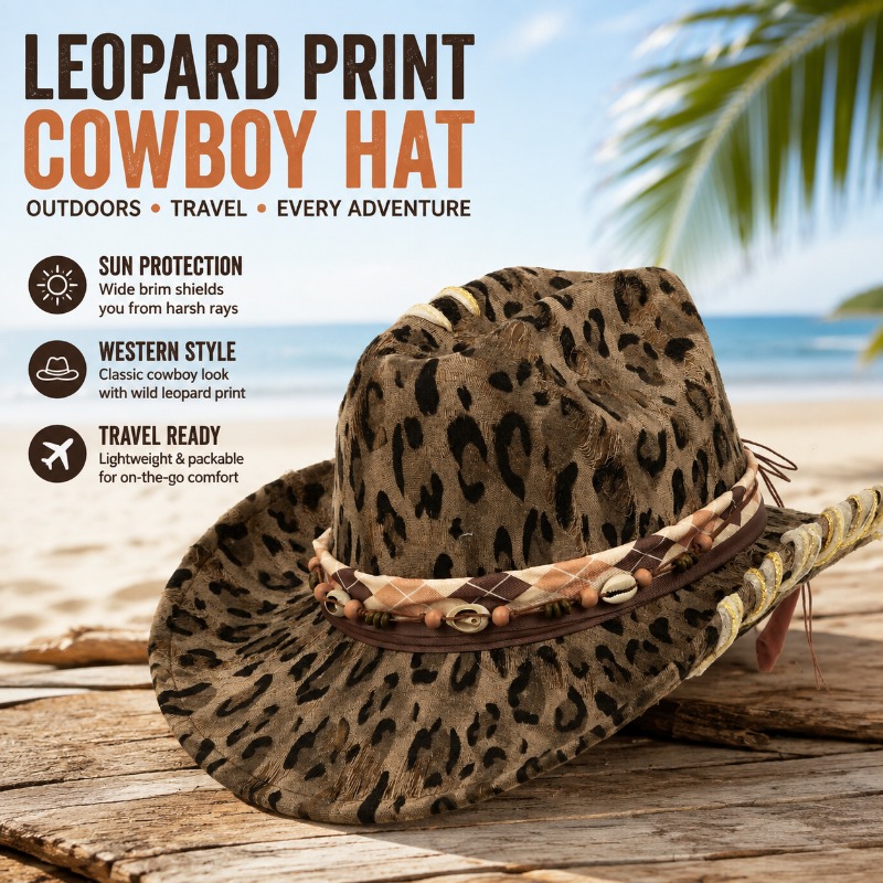 Cowboy Hat Straw - Leopard Print Western Cowboy Hat Outdoor