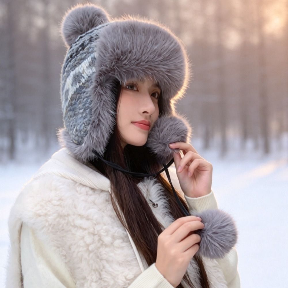 Stylish Polyester Knitted Trap - Trapper Hat Ear Flap review and price