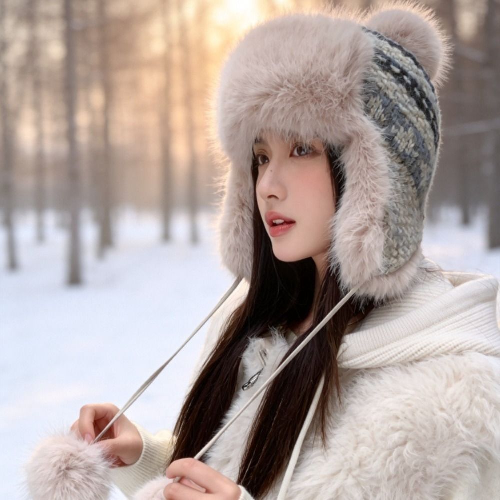 Stylish Polyester Knitted Trap - Trapper Hat Ear Flap review and price