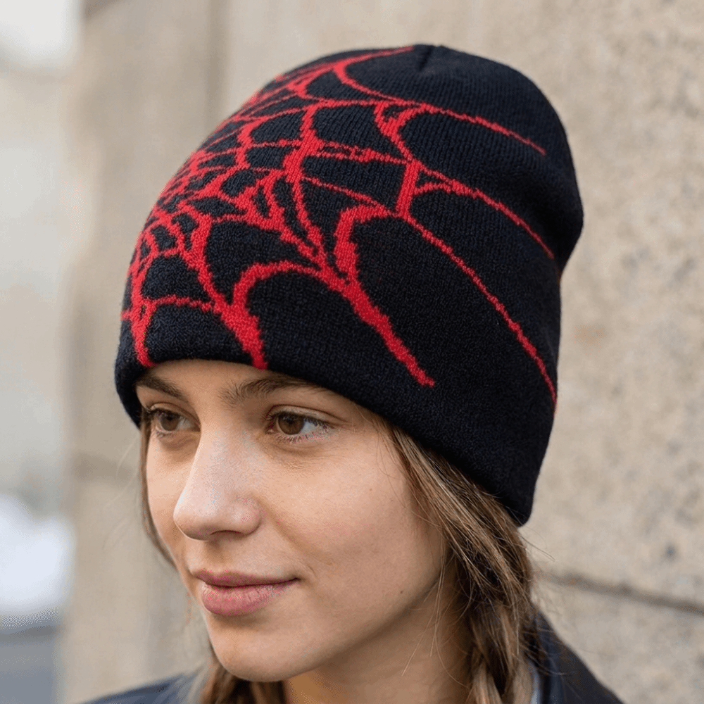 Gothic Soft Spider Web Pattern - Beanie Cuffed Knit review and price
