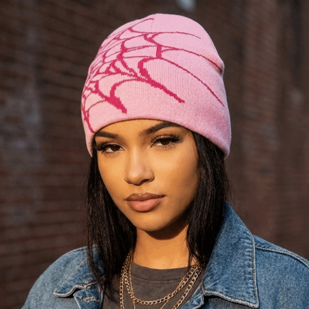 Hip-hop Soft Spider Web Patter - Beanie Cuffed Knit review and price