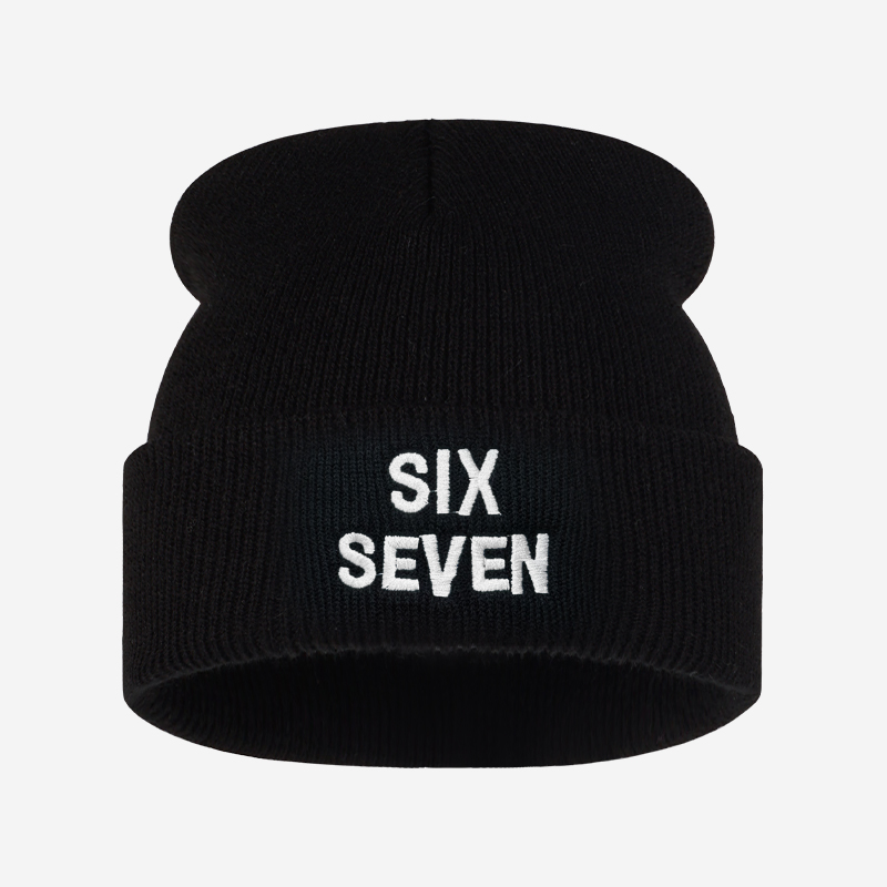 SIX SEVEN Letter Embroidered K - Beanie Cuffed Knit review and price