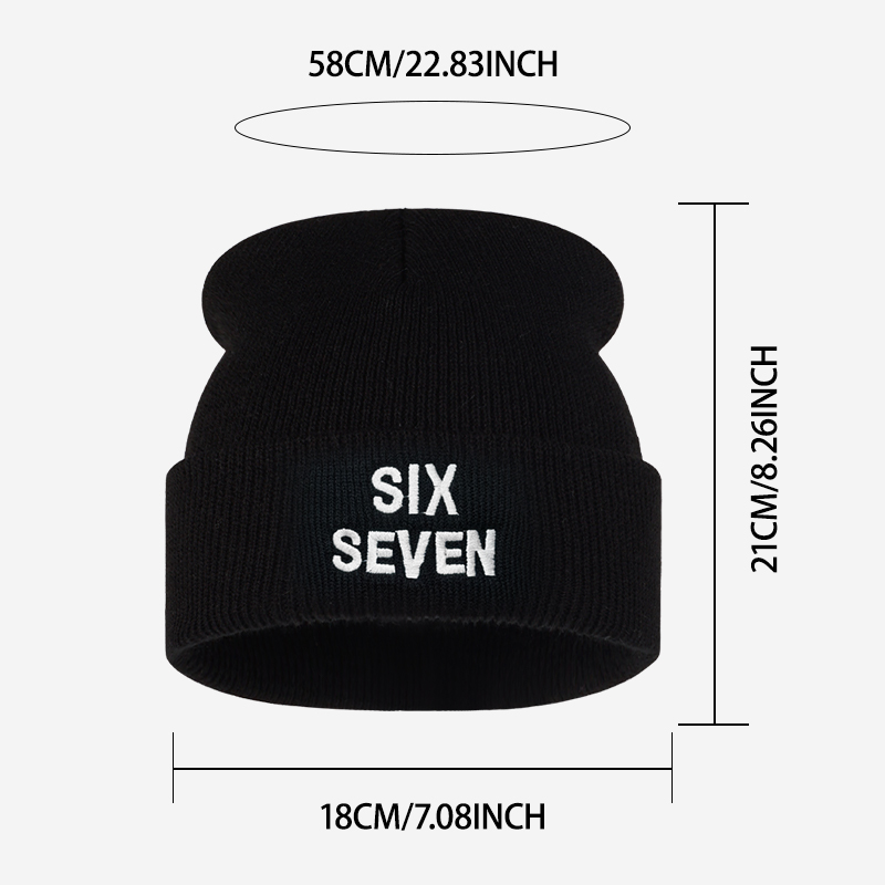 SIX SEVEN Letter Embroidered K - Beanie Cuffed Knit review and price